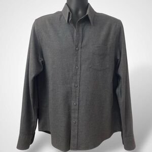 Untuckit Sherwood Shirt Gray Flannel Men M Slim Fit Long Sleeve Button-Up Cotton